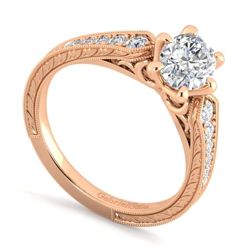 14K Rose Gold Oval Diamond Engagement Ring
