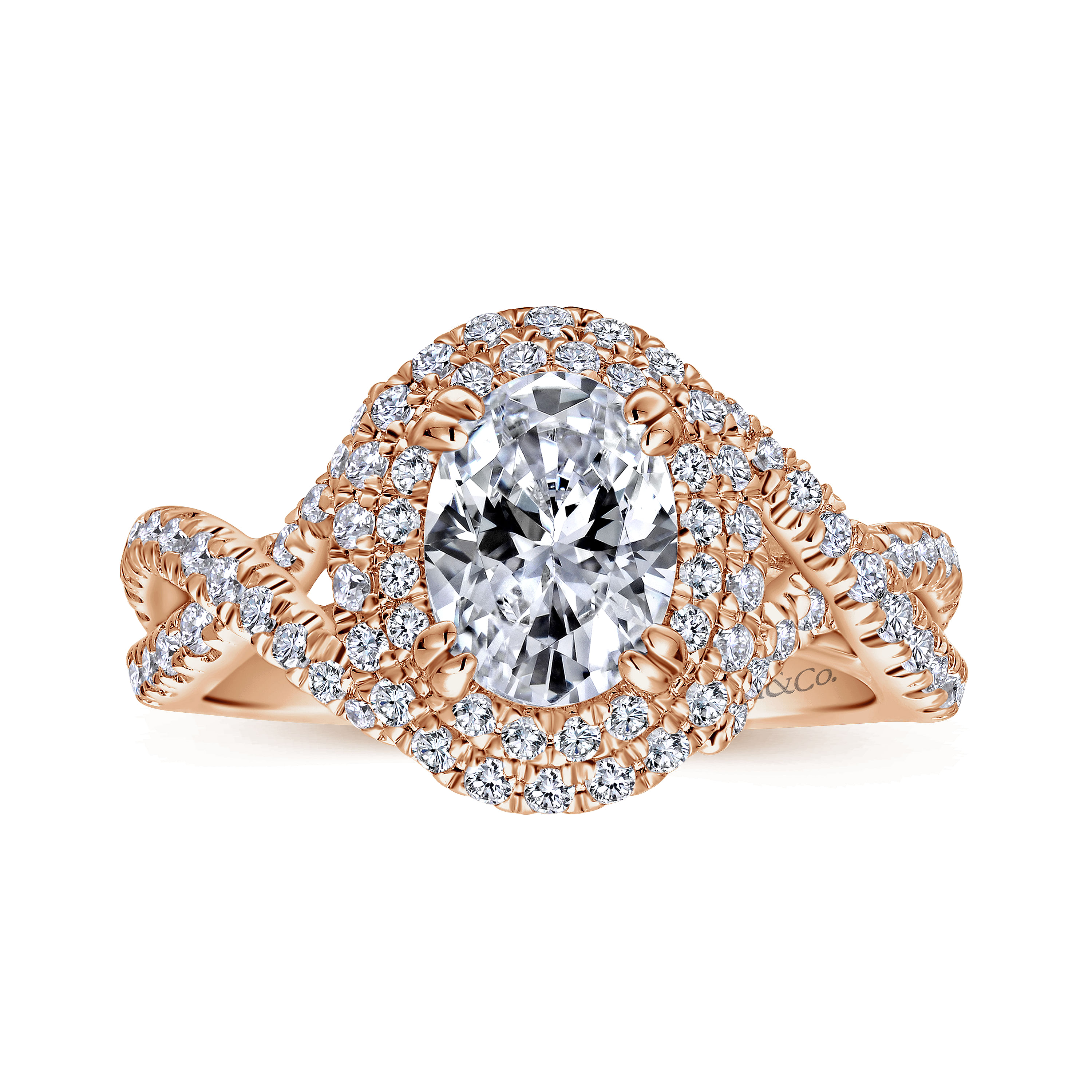 14K Rose Gold Oval Diamond Engagement Ring