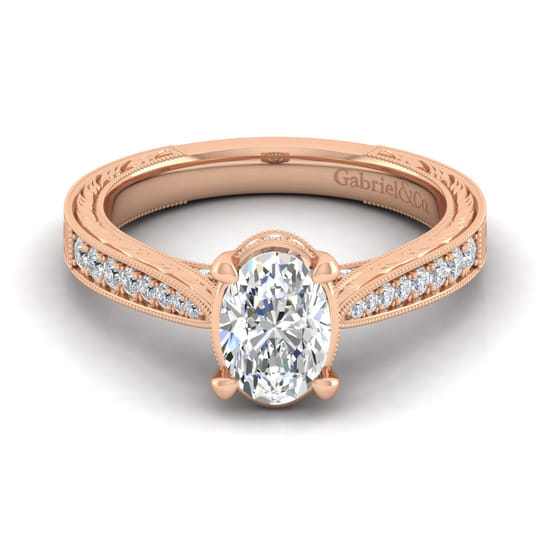 Gabriel - 14K Rose Gold Oval Diamond Engagement Ring