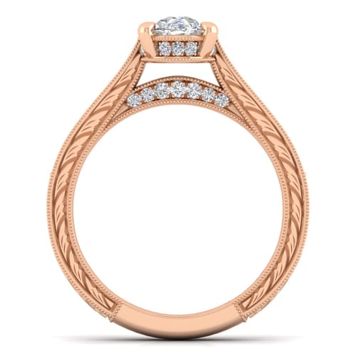 14K Rose Gold Oval Diamond Engagement Ring