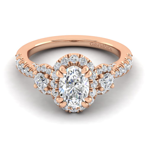 14K Rose Gold Oval Diamond Engagement Ring