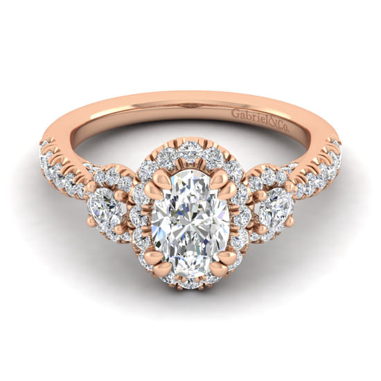 Gabriel - 14K Rose Gold Oval Diamond Engagement Ring