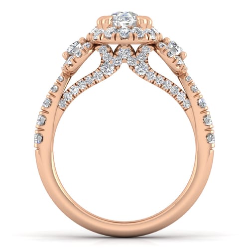 14K Rose Gold Oval Diamond Engagement Ring