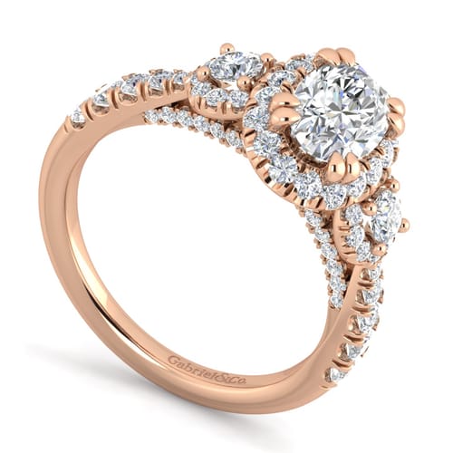 14K Rose Gold Oval Diamond Engagement Ring