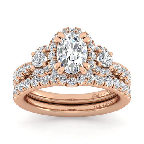 14K Rose Gold Oval Diamond Engagement Ring
