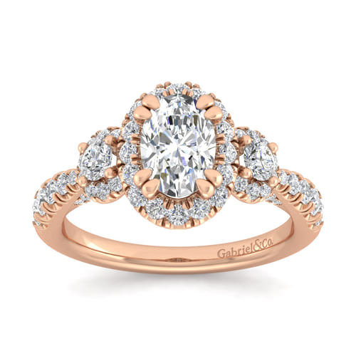 14K Rose Gold Oval Diamond Engagement Ring