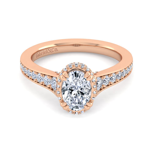 14K Rose Gold Oval Diamond Engagement Ring