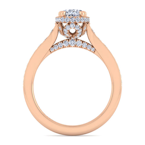 14K Rose Gold Oval Diamond Engagement Ring
