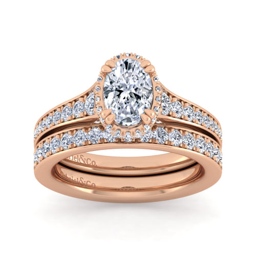 14K Rose Gold Oval Diamond Engagement Ring