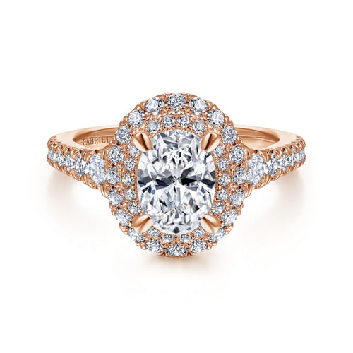 14K Rose Gold Oval Diamond Engagement Ring