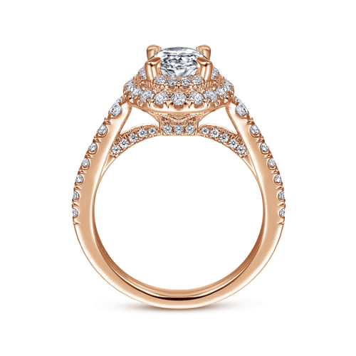 14K Rose Gold Oval Diamond Engagement Ring