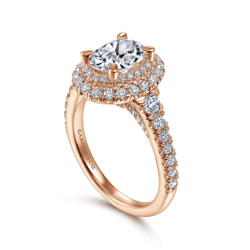 14K Rose Gold Oval Diamond Engagement Ring