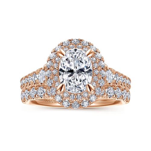 14K Rose Gold Oval Diamond Engagement Ring