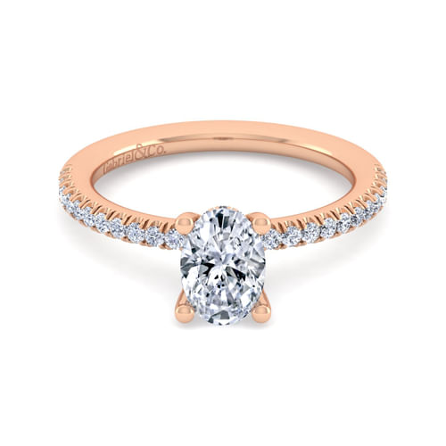 14K Rose Gold Oval Diamond Engagement Ring