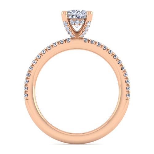 14K Rose Gold Oval Diamond Engagement Ring