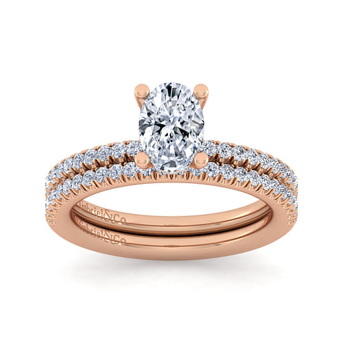 14K Rose Gold Oval Diamond Engagement Ring
