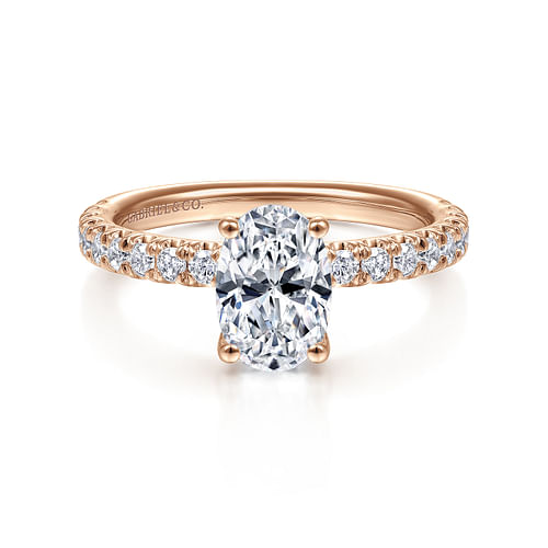 14K Rose Gold Oval Diamond Engagement Ring