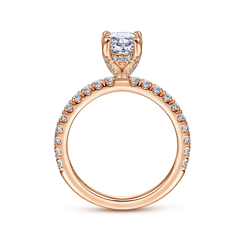 14K Rose Gold Oval Diamond Engagement Ring