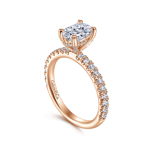 14K Rose Gold Oval Diamond Engagement Ring