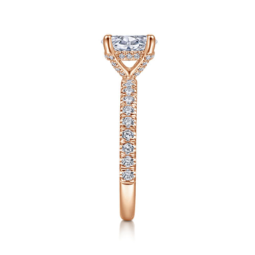 14K Rose Gold Oval Diamond Engagement Ring