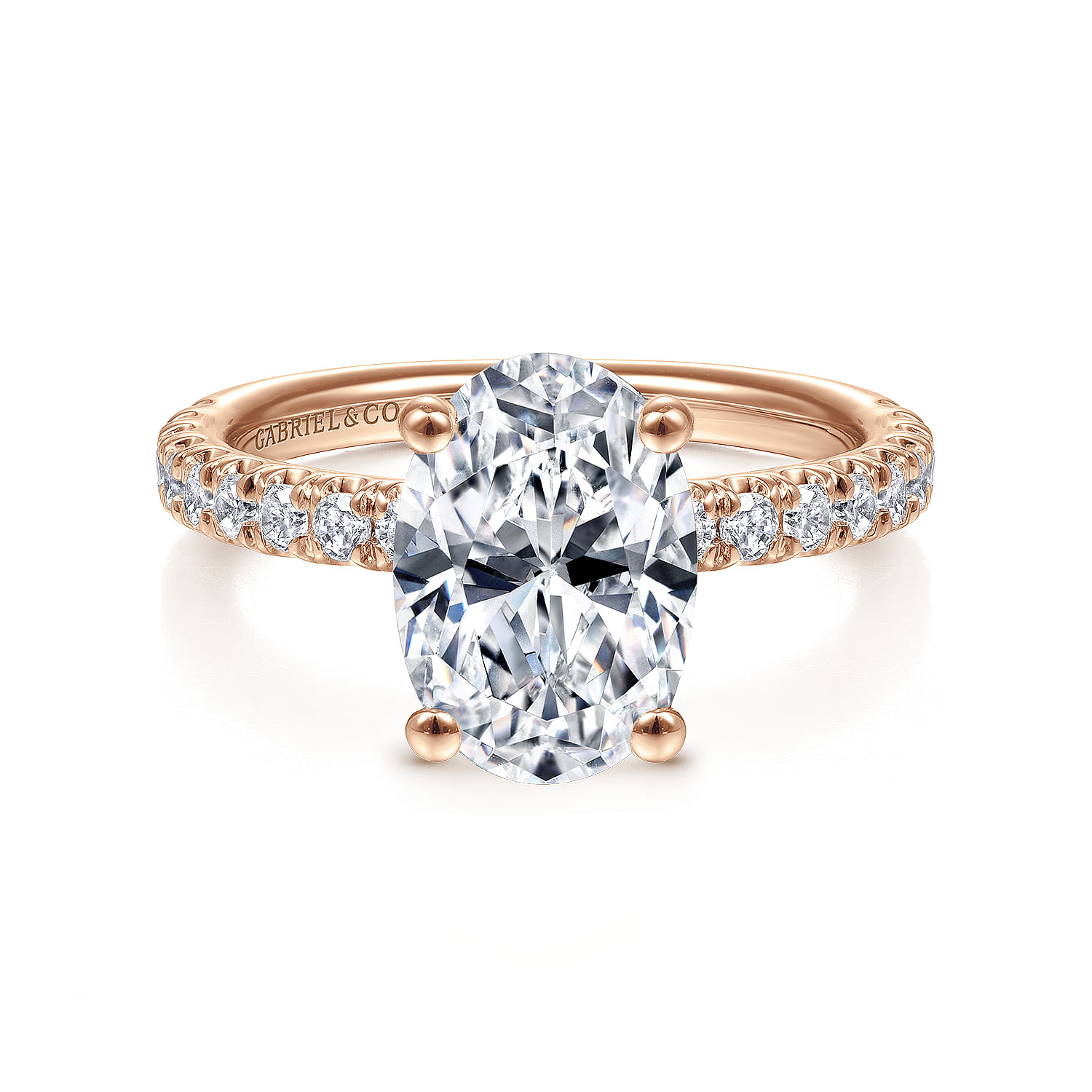 Gabriel - 14K Rose Gold Oval Diamond Engagement Ring