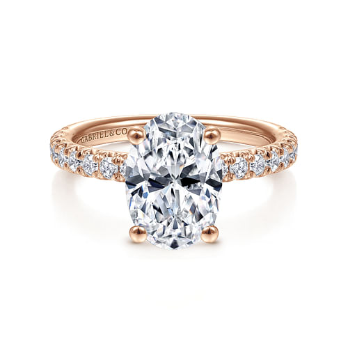 14K Rose Gold Oval Diamond Engagement Ring