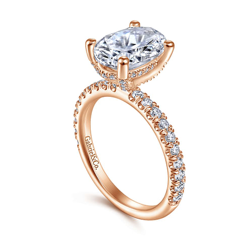 14K Rose Gold Oval Diamond Engagement Ring