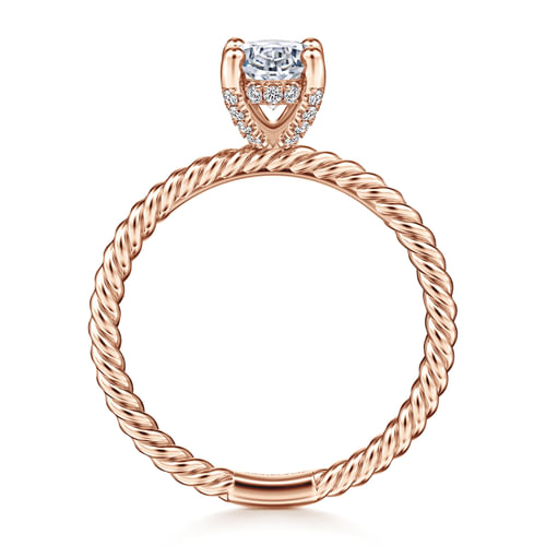 14K Rose Gold Oval Diamond Engagement Ring