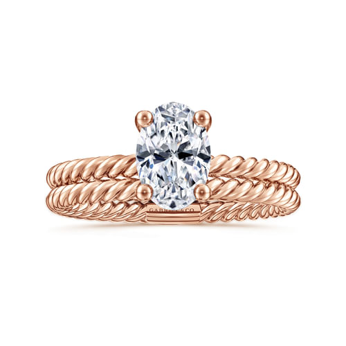 14K Rose Gold Oval Diamond Engagement Ring
