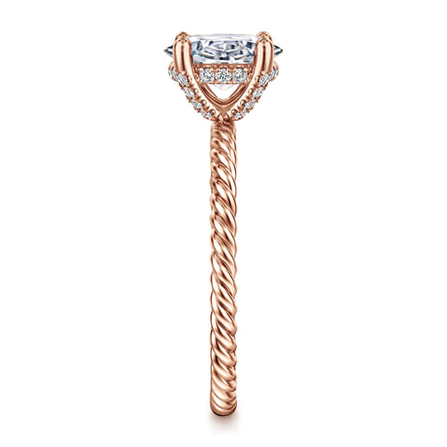 14K Rose Gold Oval Diamond Engagement Ring