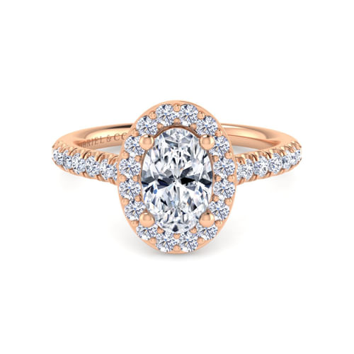 14K Rose Gold Oval Diamond Engagement Ring
