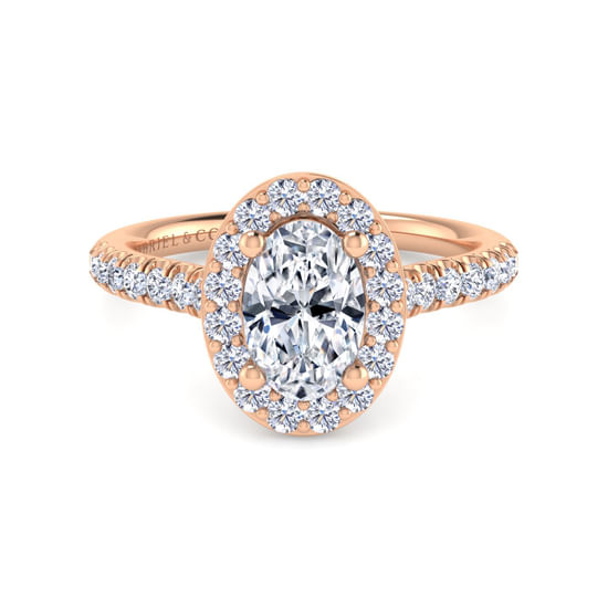 Gabriel - 14K Rose Gold Oval Diamond Engagement Ring