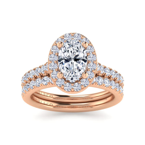 14K Rose Gold Oval Diamond Engagement Ring