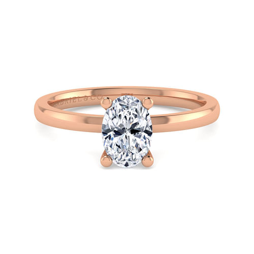 14K Rose Gold Oval Diamond Engagement Ring