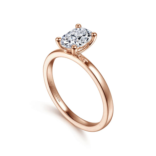 14K Rose Gold Oval Diamond Engagement Ring