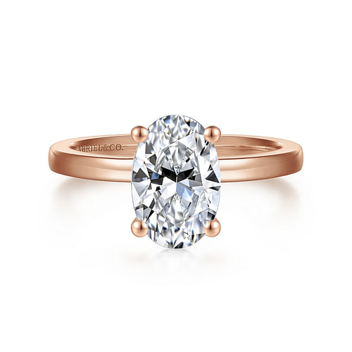 14K Rose Gold Oval Diamond Engagement Ring