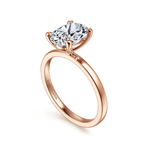 14K Rose Gold Oval Diamond Engagement Ring