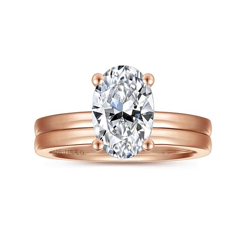 14K Rose Gold Oval Diamond Engagement Ring