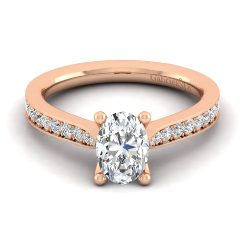 14K Rose Gold Oval Diamond Engagement Ring