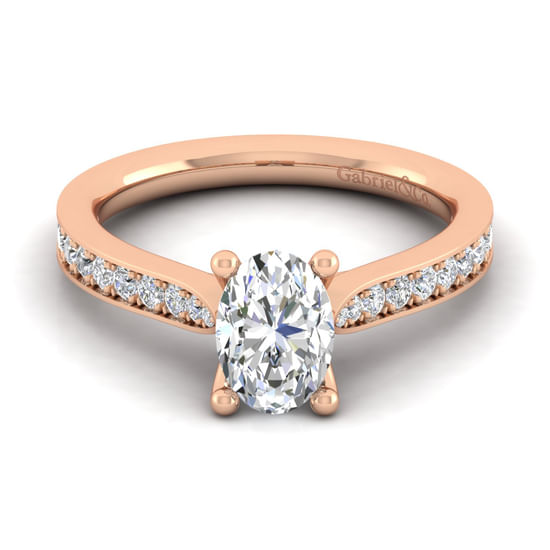Gabriel - 14K Rose Gold Oval Diamond Engagement Ring