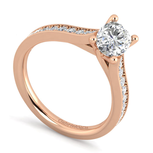 14K Rose Gold Oval Diamond Engagement Ring