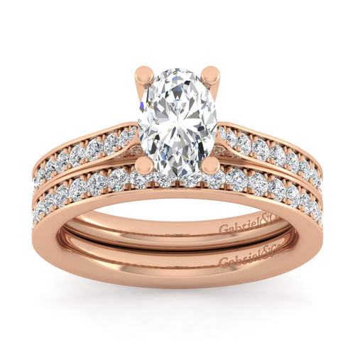 14K Rose Gold Oval Diamond Engagement Ring