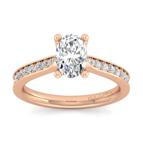 14K Rose Gold Oval Diamond Engagement Ring