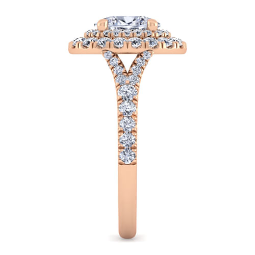 14K Rose Gold Oval Double Halo Diamond Engagement Ring