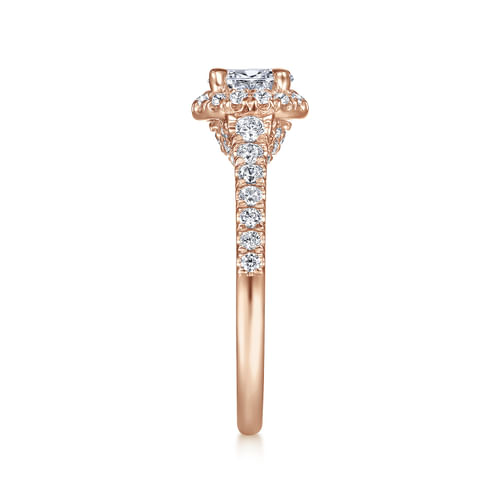 14K Rose Gold Oval Halo Complete Diamond Engagement Ring