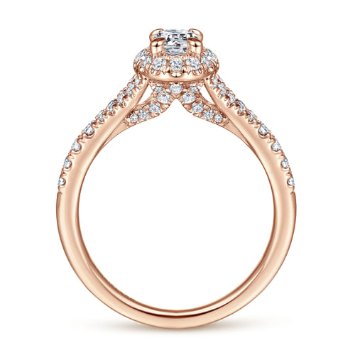 14K Rose Gold Oval Halo Complete Diamond Engagement Ring