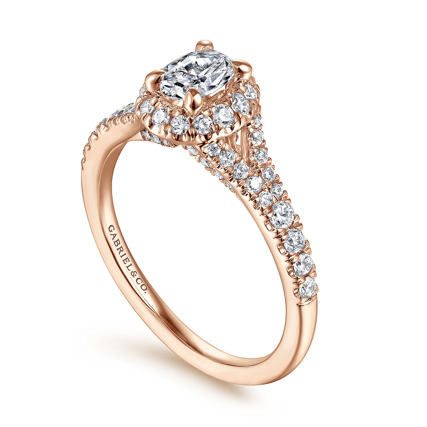 14K Rose Gold Oval Halo Complete Diamond Engagement Ring