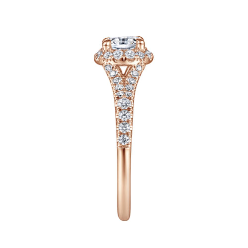 14K Rose Gold Oval Halo Complete Diamond Engagement Ring