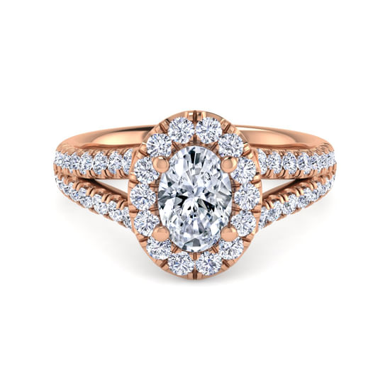Gabriel - 14K Rose Gold Oval Halo Diamond Engagement Ring