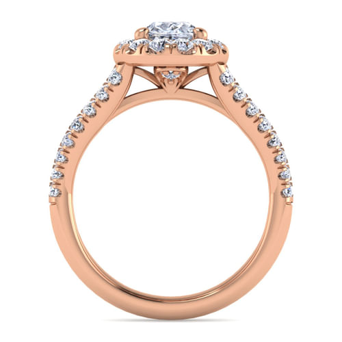 14K Rose Gold Oval Halo Diamond Engagement Ring